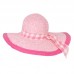 Női kalap - rózsaszín, kockás szalaggal