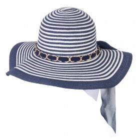 Női kalap - kék-fehér csíkos